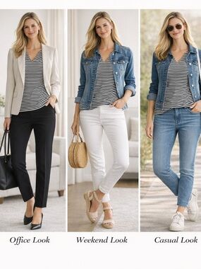 Talbots Striped V-Neck Knit Top - Black & White